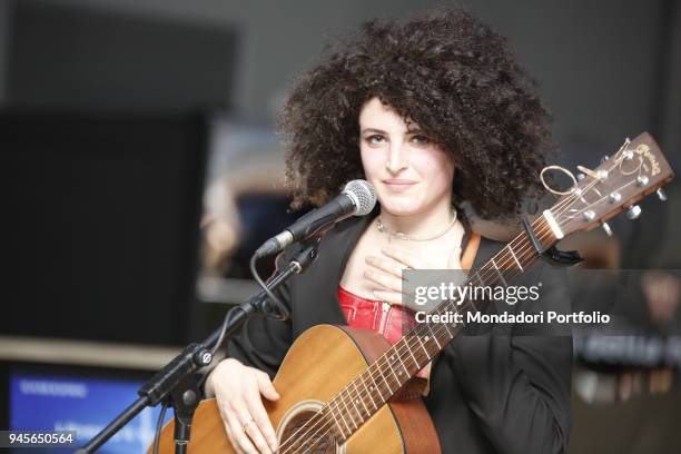 The singer Marianne Mirage in concert at the Samsung District for the Milan Furniture Fair. Milan, Italy. 6th April 2017