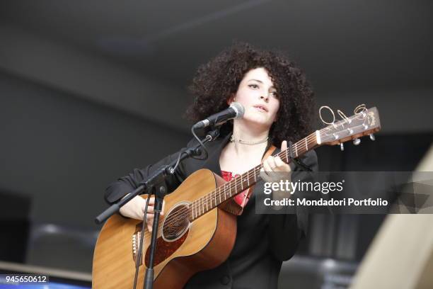 The singer Marianne Mirage in concert at the Samsung District for the Milan Furniture Fair. Milan, Italy. 6th April 2017