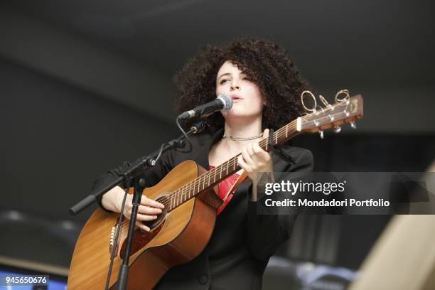 The singer Marianne Mirage in concert at the Samsung District for the Milan Furniture Fair. Milan, Italy. 6th April 2017