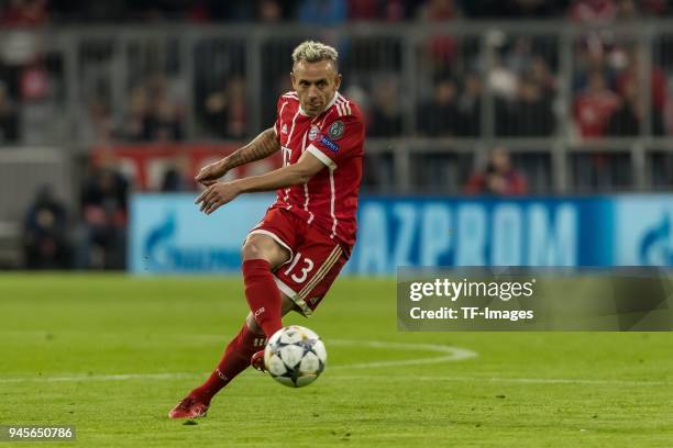 Rafinha of Muenchen controls the ball during the UEFA Champions League quarter final second leg match between Bayern Muenchen and Sevilla FC at...