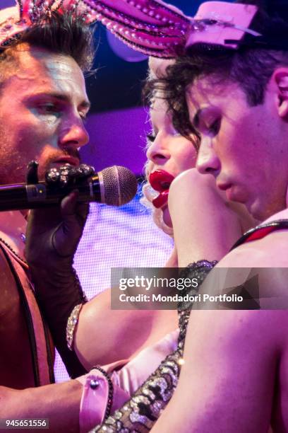 This image contains partial nudity) The American transgender model Amanda Lepore special guest at Muccassassina disco for the publishing of her first...