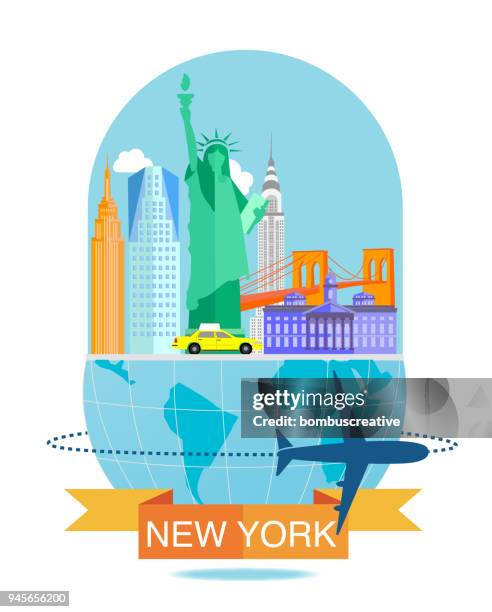 ilustraciones, imágenes clip art, dibujos animados e iconos de stock de ciudad de nueva york - statue of liberty cartoon