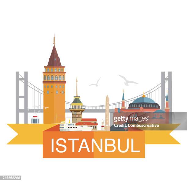 ilustraciones, imágenes clip art, dibujos animados e iconos de stock de la ciudad de estambul - istanbul