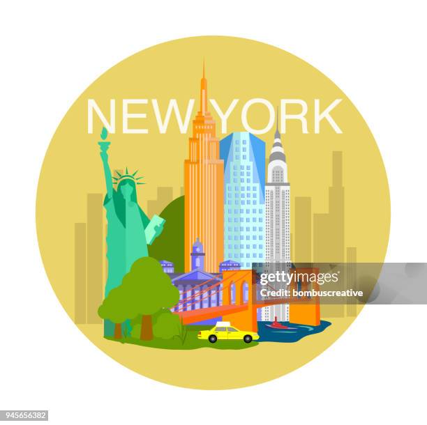 illustrazioni stock, clip art, cartoni animati e icone di tendenza di new york city - new york stato