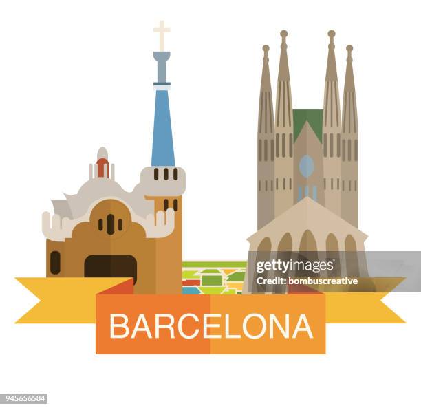 stockillustraties, clipart, cartoons en iconen met bacrelona stad - barcelona