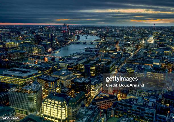 aerial of st paul's cathedral and surrounding cityscape - doug armand stockfoto's en -beelden