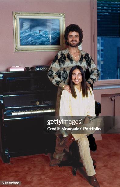 The comedian Beppe Grillo together with his first wife Sonia Toni. 1980