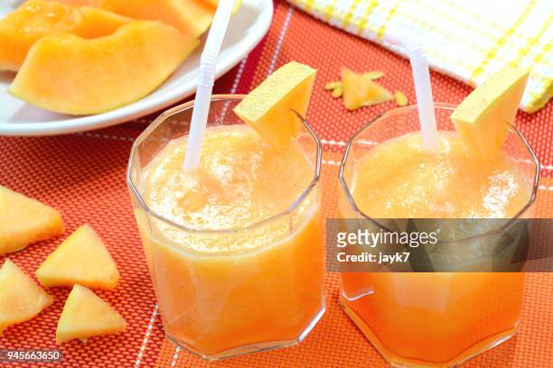 cantaloupe juice or musk melon juice - muskmelon stock pictures, royalty-free photos & images