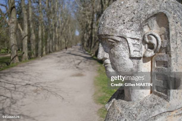 Touraine, castle of Chenonceau, spring, sphynx of Chenonceau castle.