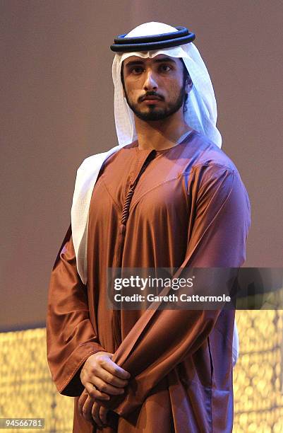 Sheikh Majid Bin Mohammed Bin Rashid Al Maktoum onstage during the Closing Night and Award Ceremony of the 6th Annual Dubai International Film...