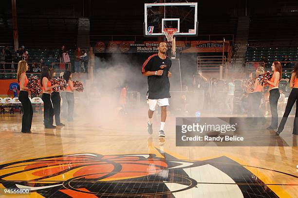 Jason Horton of the Albuquerque Thunderbirds runs on to the court before the game against the Los Angeles D-Fenders on November 28, 2009 at Tingley...