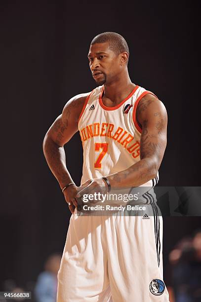 Carlos Powell of the Albuquerque Thunderbirds walks down the court during the NBA D-League game against the Los Angeles D-Fenders on November 28,...