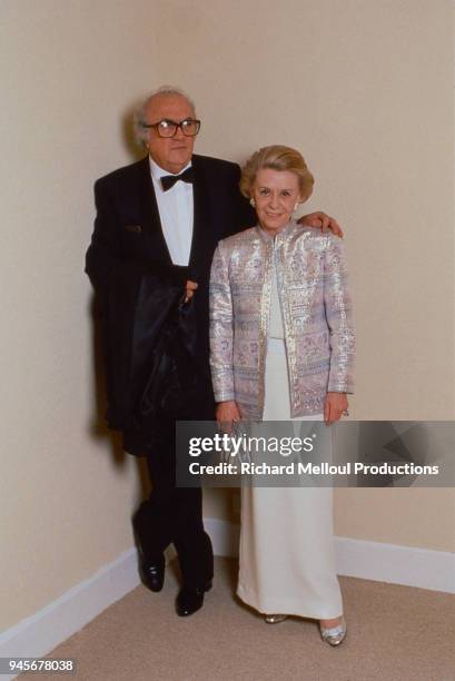 Federico Fellini and his wife Giulietta Masina attend the Cannes Film Festival, 19th May 1987