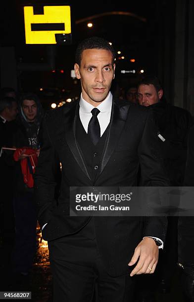 Footballer Rio Ferdinand attends the 'Rio Ferdinand Live The Dream Foundation' launch party at Old Billingsgate Market on December 16, 2009 in...