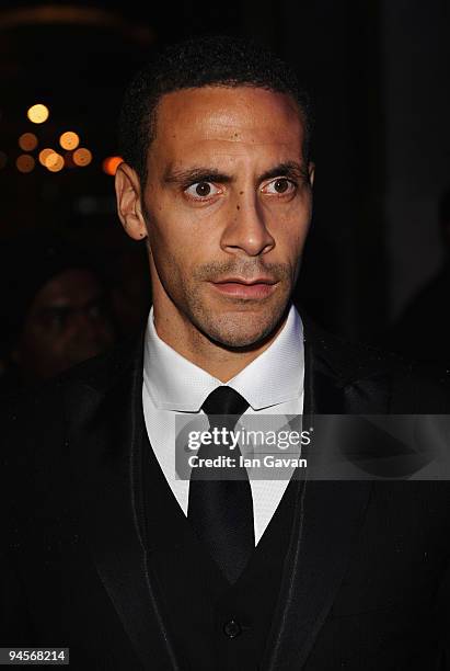 Footballer Rio Ferdinand attends the 'Rio Ferdinand Live The Dream Foundation' launch party at Old Billingsgate Market on December 16, 2009 in...