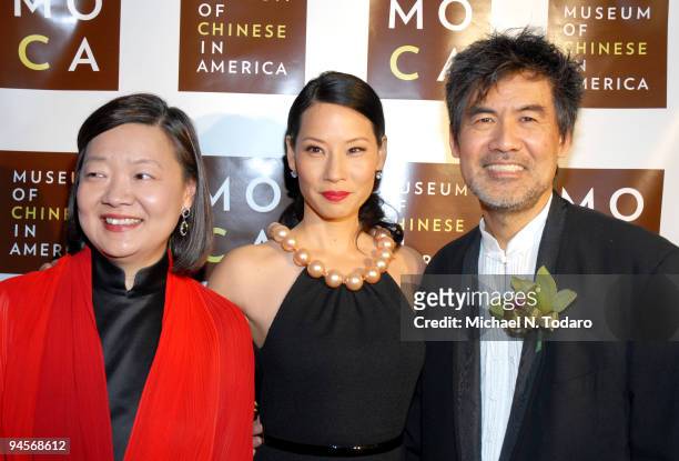 Museum of Chinese in America Director Alice Mong, actress Lucy Liu and playwright David Henry Hwang attend the Museum of Chinese in America 30th...