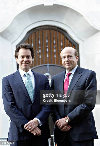 Brothers Arthur, right, and William Zeckendorf, co-chairman of Brown Harris Stevens, Inc., pose outside 15 Central Park West in New York, U.S., on...