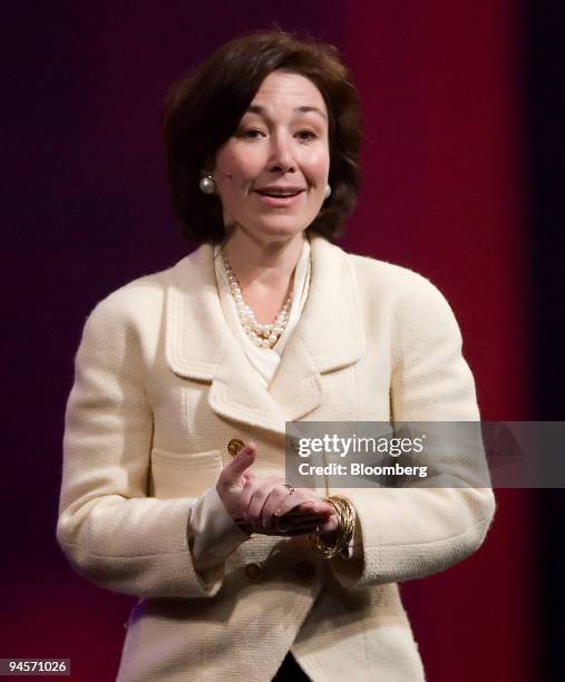 Safra Catz, president and chief financial officer of Oracle Corp., speaks at the Oracle Open World in San Francisco, California, U.S., on Monday,...