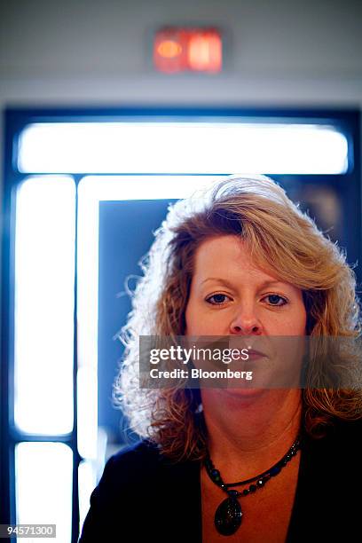 Amanda Burnette, principal of J.V. Martin Junior High School, poses for a photo at the school's entrance in Dillon, South Carolina, U.S., on...