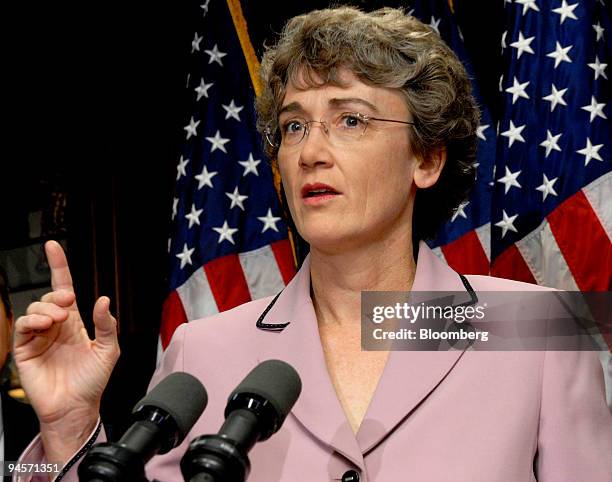 Heather Wilson, U.S. Representative from New Mexico, speaks at a news conference with other House Republican leaders in Washington, D.C., U.S., on...