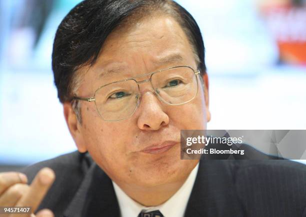 Takashi Matsuura, president of Toyoda Gosei Co., speaks during an interview in Tokyo, Japan, on Friday, Nov. 12, 2007. Toyoda Gosei Co. Is an...