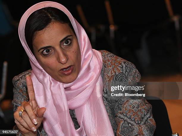 Sheikha Lubna al-Qasimi, minister of economy of the United Arab Emirates , speaks during a group session on day one of the World Economic Forum in...