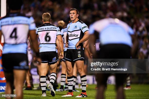 Kurt Capewell of the Sharks shows his dejection during the round six NRL match between the St George Illawarra Dragons and the Cronulla Sharks at WIN...