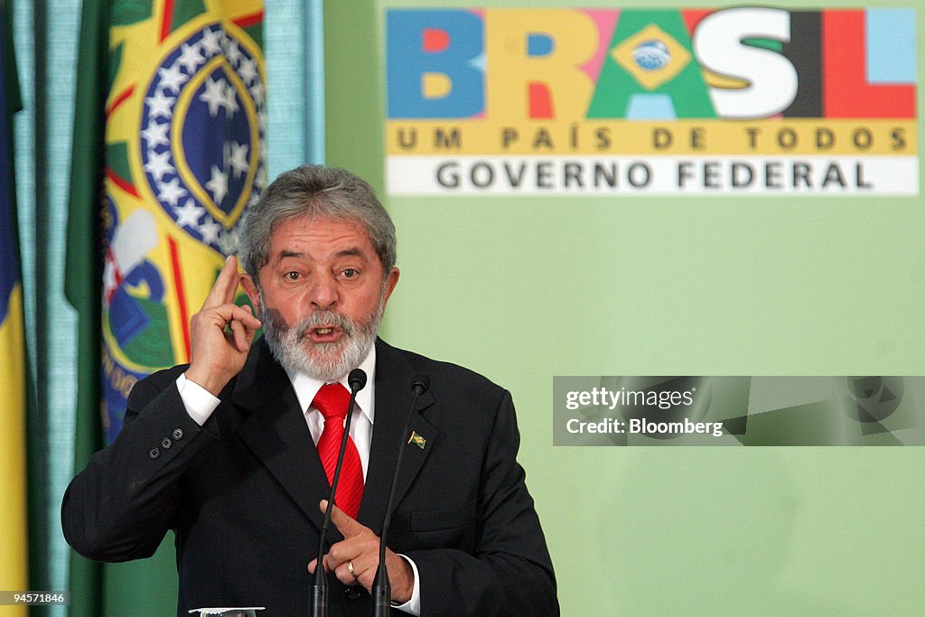 Luiz Inacio Lula da Silva, Brazil's president, speaks during