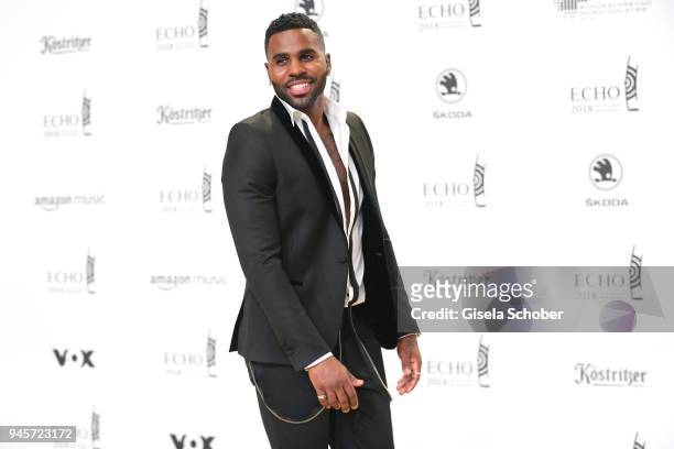 Jason Derulo arrives for the Echo Award at Messe Berlin on April 12, 2018 in Berlin, Germany.