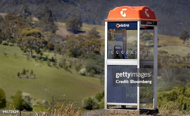 Telstra phone booth is seen in Tasmania, Australia, on Tuesday, Nov. 6, 2007. Telstra Corp., Australia's largest telephone company, reported a 13...