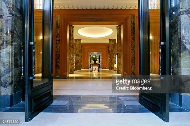 Marble columns stand inside the lobby of 15 Central Park West, in New York, U.S., on Monday, Nov. 5, 2007.