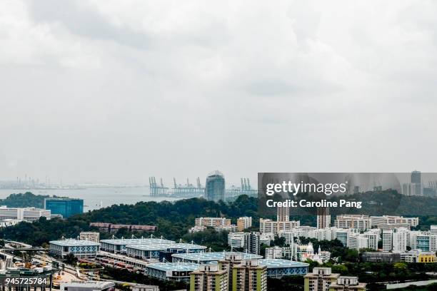bird's eye view of singapore. - caroline pang stockfoto's en -beelden