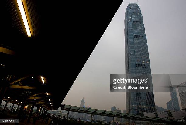 The International Finance Center, location of the Hong Kong Monetary Authority, is seen in Hong Kong, China, on Wednesday, Oct. 31, 2007. The Hong...