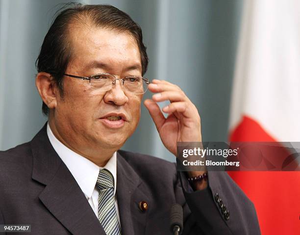 Kunio Hatoyama, Japan's justice minister, speaks during a news conference at the prime minister's official residence in Tokyo, Japan, on Tuesday,...