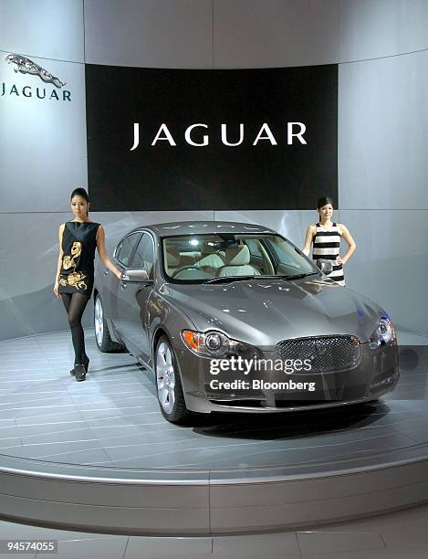 The Jaguar "XF" is displayed at the 40th Tokyo Motor Show 2007 in Chiba City, Japan, on Wednesday, Oct. 24, 2007. Media previews for the 40th Tokyo...
