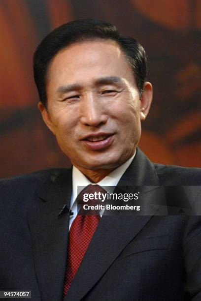 Lee Myung Bak, former mayor of Seoul and presidential candidate for the opposition Grand National Party, speaks during an interview in Seoul, South...