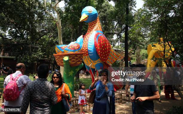 Fine arts students at Dhaka University busy making last minute preparations on 13 April 2108 ahead of the first day of the Boishakh to be celebrated...