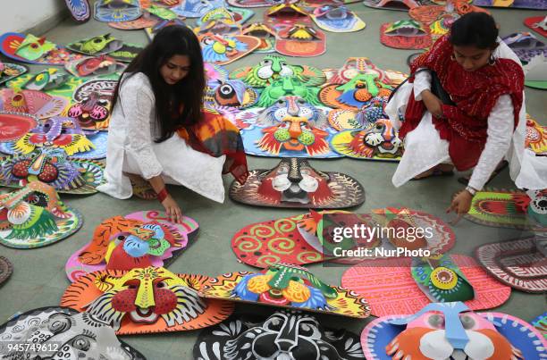 Fine arts students at Dhaka University busy making last minute preparations on 13 April 2108 ahead of the first day of the Boishakh to be celebrated...