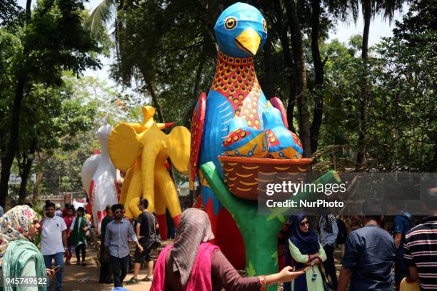 Fine arts students at Dhaka University busy making last minute preparations on 13 April 2108 ahead of the first day of the Boishakh to be celebrated...