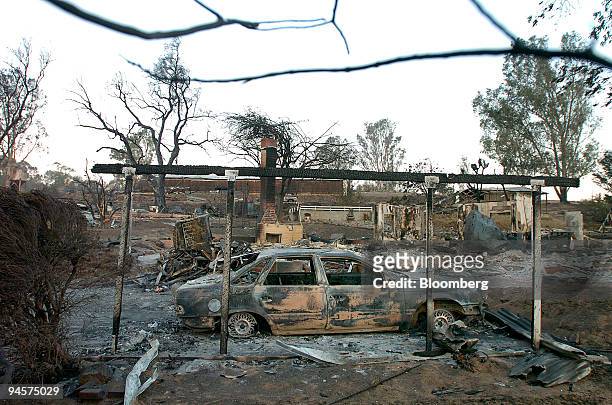 Home lies in ruins following the Witch fire following the Witch fire in Ramona, California, U.S., on Friday, Oct. 26, 2007. Firefighters in Southern...
