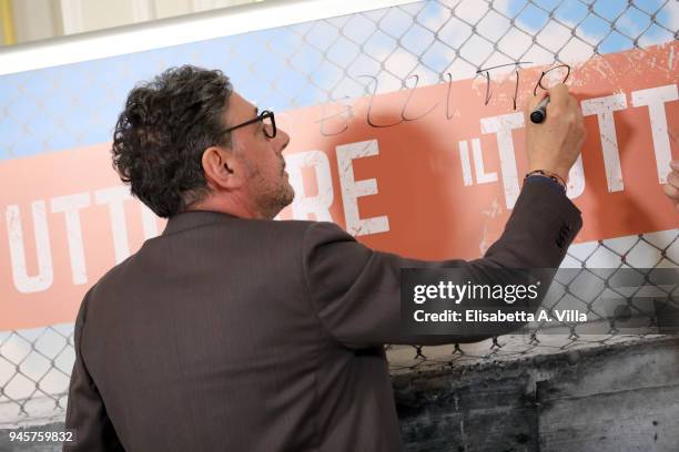 Sergio Castellitto attends 'Il Tuttofare' photocall at St Regis Hotel on April 13, 2018 in Rome, Italy.