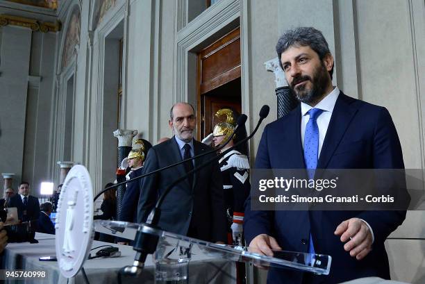 The President of the Chamber of Deputies Roberto Fico at the end of the second round of Consultations for the formation of the new Government, on...