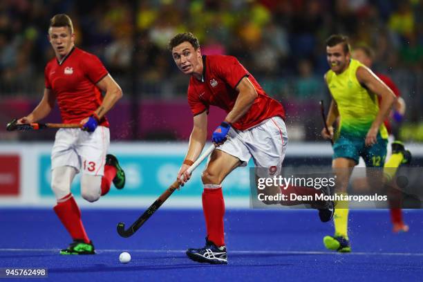 Harry Martin of England in action during Men's Semifinal match between Australia and England on day nine of the Gold Coast 2018 Commonwealth Games at...