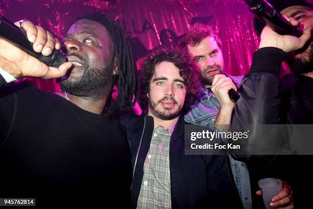 Comedians Eric Metzger and Quentin Margot attend Villa Schweppes Party 2018 At Hotel De Salomon De Rothschild on April 12, 2018 in Paris, France.