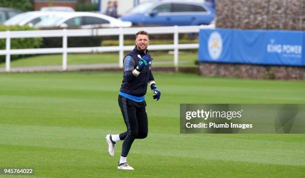Ben Hamer during the Leicester City training session at Belvoir Drive Training Complex on April 13 , 2018 in Leicester, United Kingdom.
