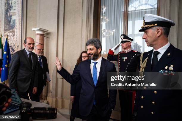 Chamber of Deputies President Roberto Fico leaves the Quirinal palace after a meeting with Italian President Sergio Mattarella on the second day of...