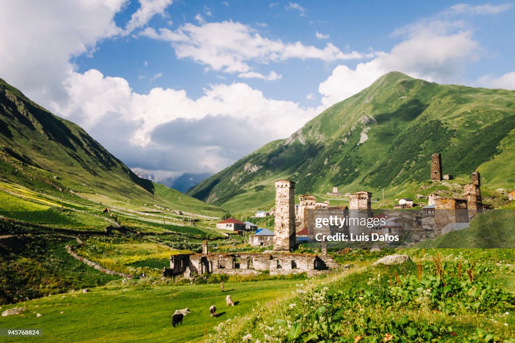 Medieval towers of Ushguli in Georgia