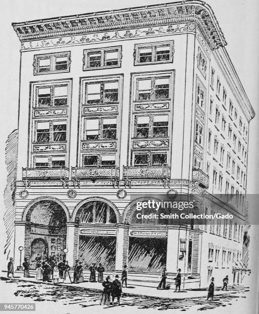 Pen and ink drawing of Steinert Hall, Boylston Street, Boston, Massachusetts, 1878. Courtesy Internet Archive.