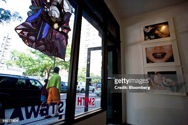 Works hang on display at Smith-Stewart gallery, located at 53 Stanton Street on the Lower East Side of New York, Saturday, June 30, 2007.