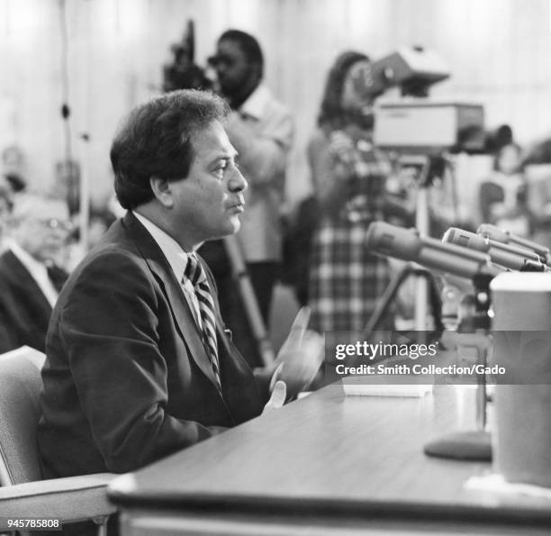 Elliot Levitas, Representative from Georgia, at the Centers for Disease Control Senate hearing, 1977. Image courtesy Centers for Disease Control.